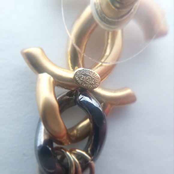 Fashion Earrings Two-toned Drop Chain - Picture 5 of 7